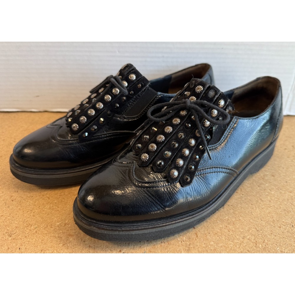 Womens‎ Sz 8 Paul Green Black Studded Tassel Loafers